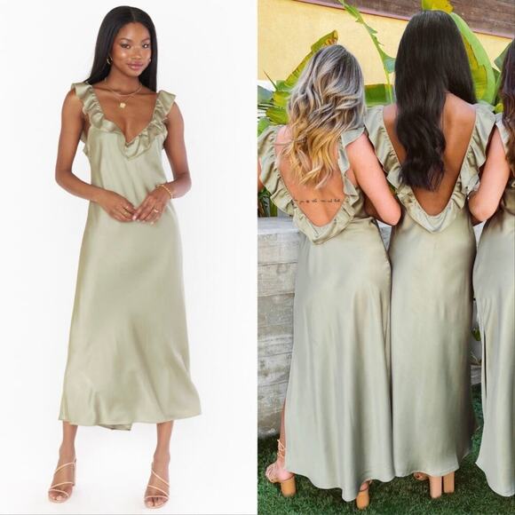 Show Me Your MuMu Dresses & Skirts - show me your mumu serene slip dress moss green luxe satin women small